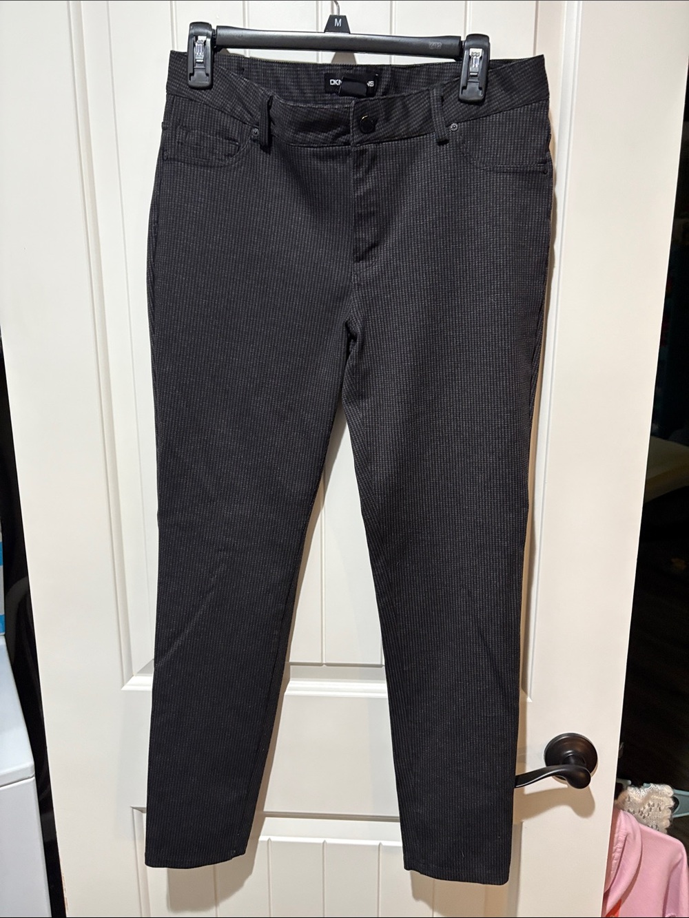 DKNY Black Pinstriped Skinny Jeans